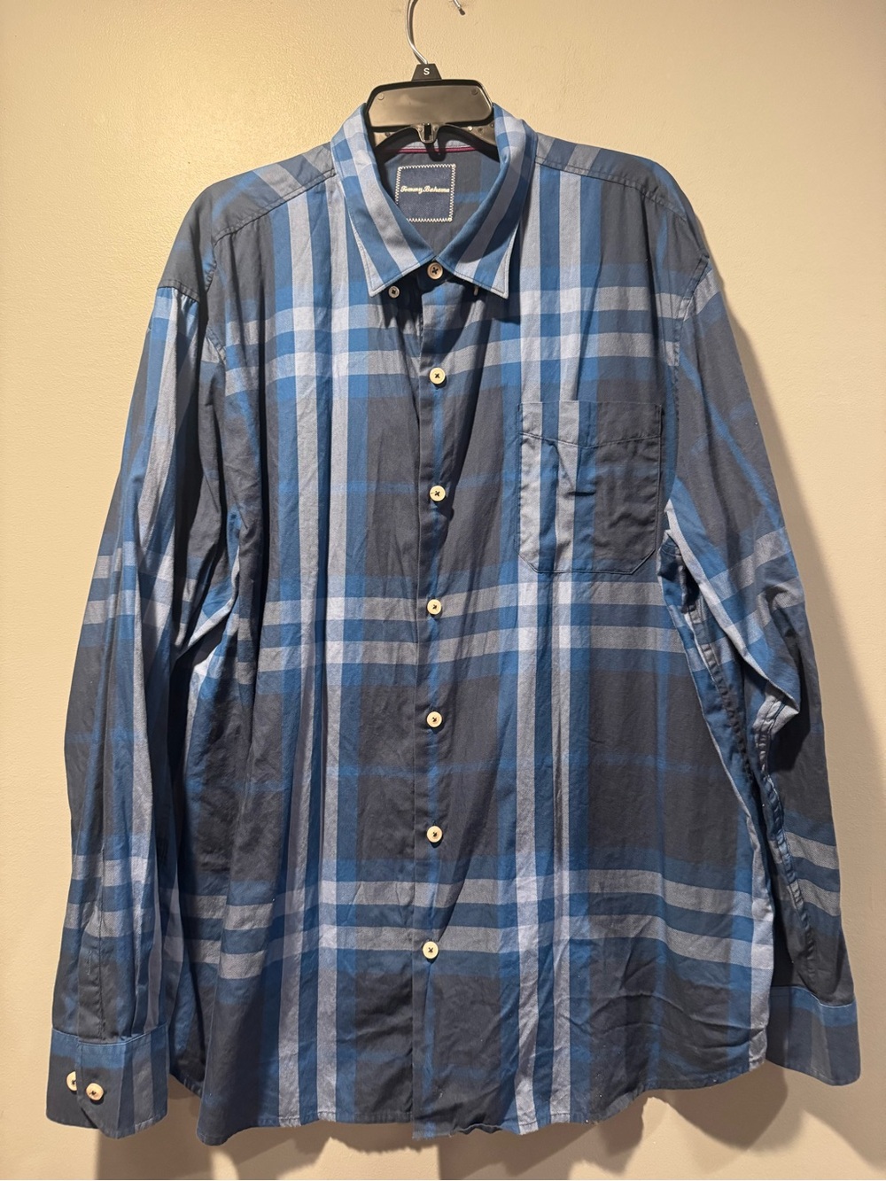 *Tommy Bahama Blue Plaid Long-Sleeve Button-Up Shirt